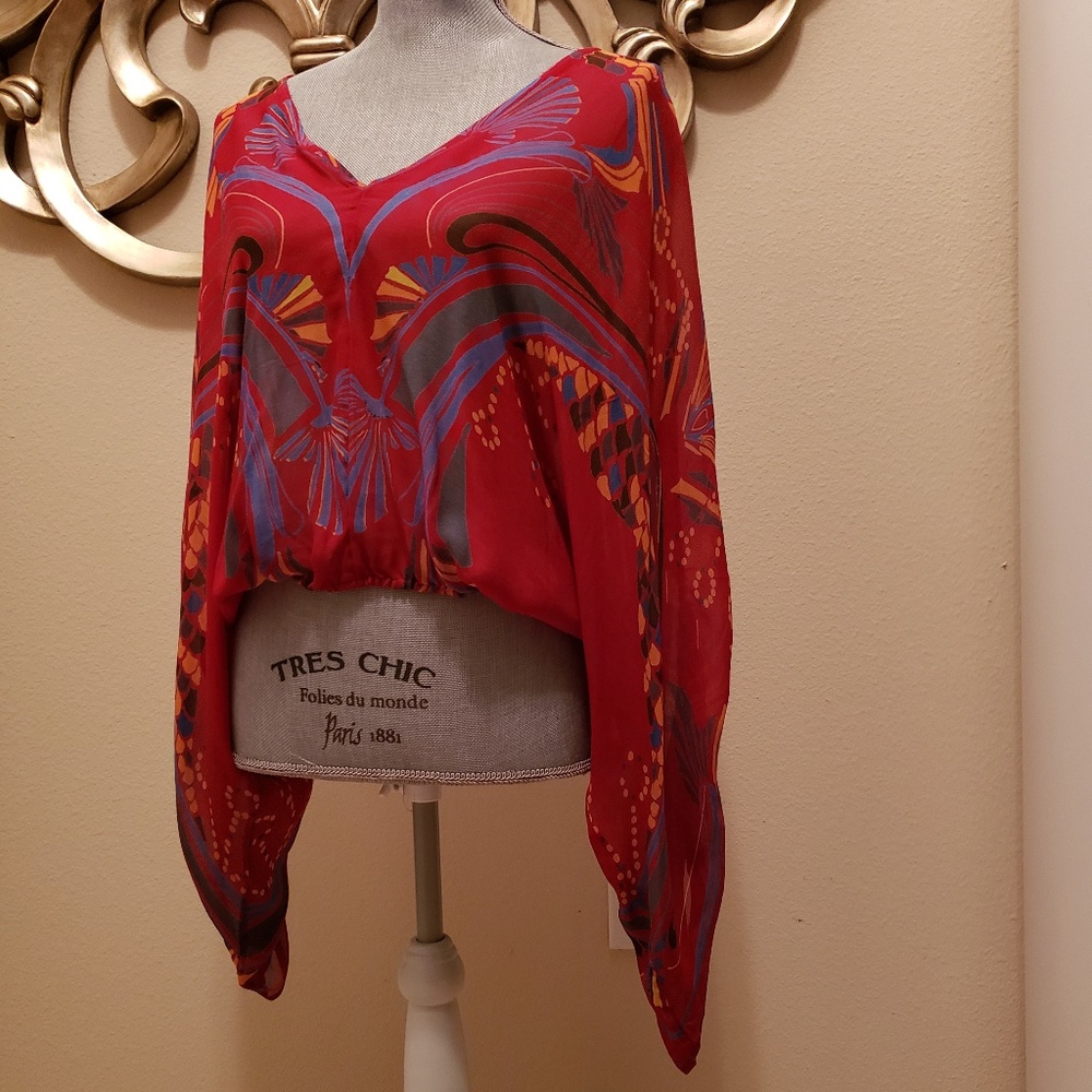 free people - Red and Blue Top